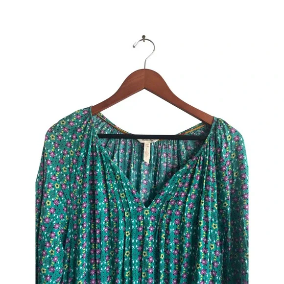 Matilda Jane Green Floral Smocked Waist Tiered Midi Dress Womens Size Large - Picture 2 of 6